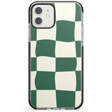 Green & Cream Wavy Check Impact Phone Case for iPhone 11, iphone 12