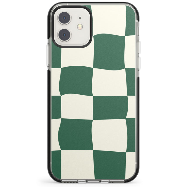 Green & Cream Wavy Check Impact Phone Case for iPhone 11, iphone 12