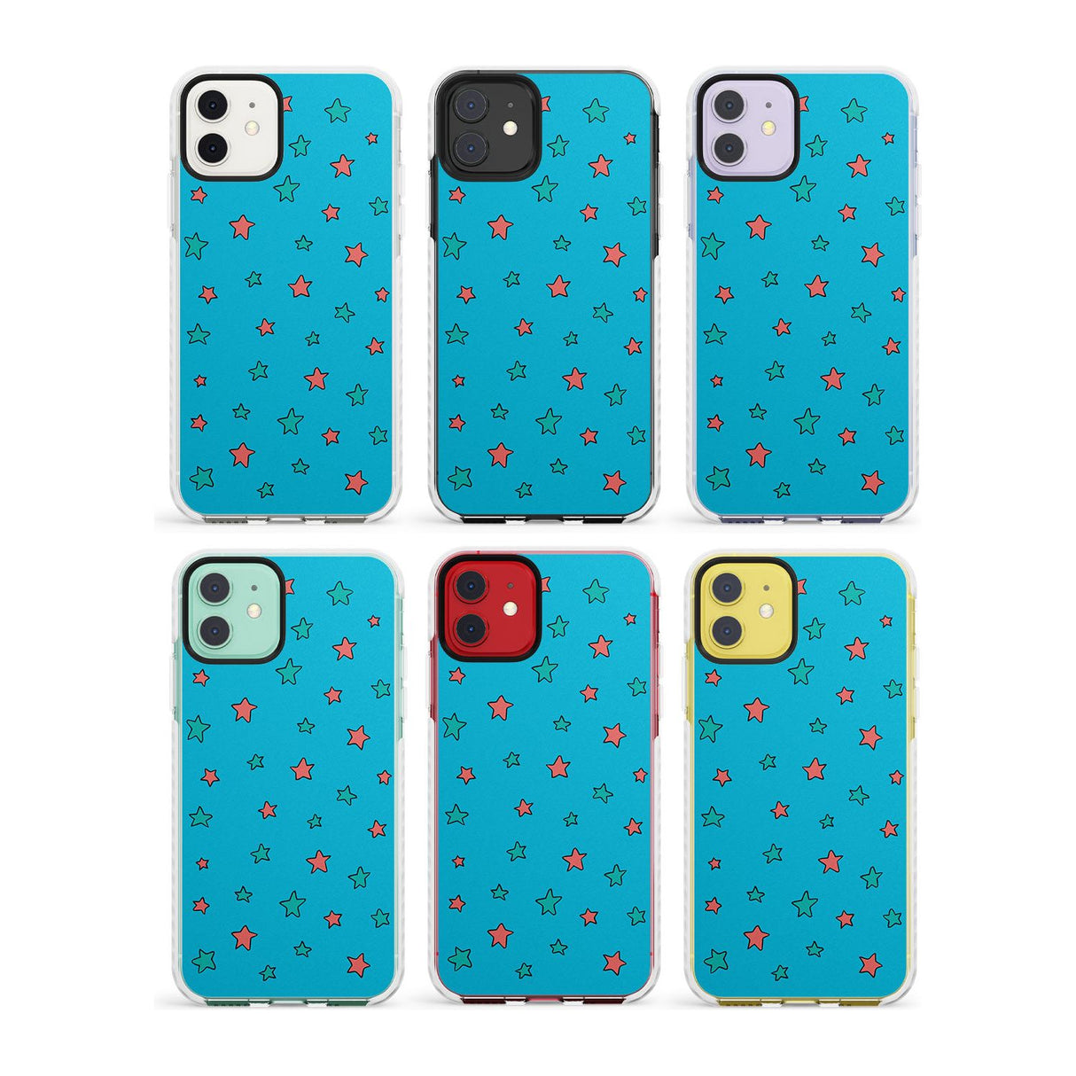 Blue Heartstopper Stars Pattern Impact Phone Case for iPhone 11, iphone 12