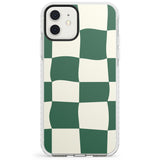 Green & Cream Wavy Check Impact Phone Case for iPhone 11, iphone 12