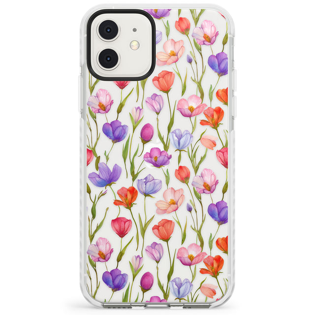 Red, Pink & Purple Flowers Impact Phone Case for iPhone 11, iphone 12