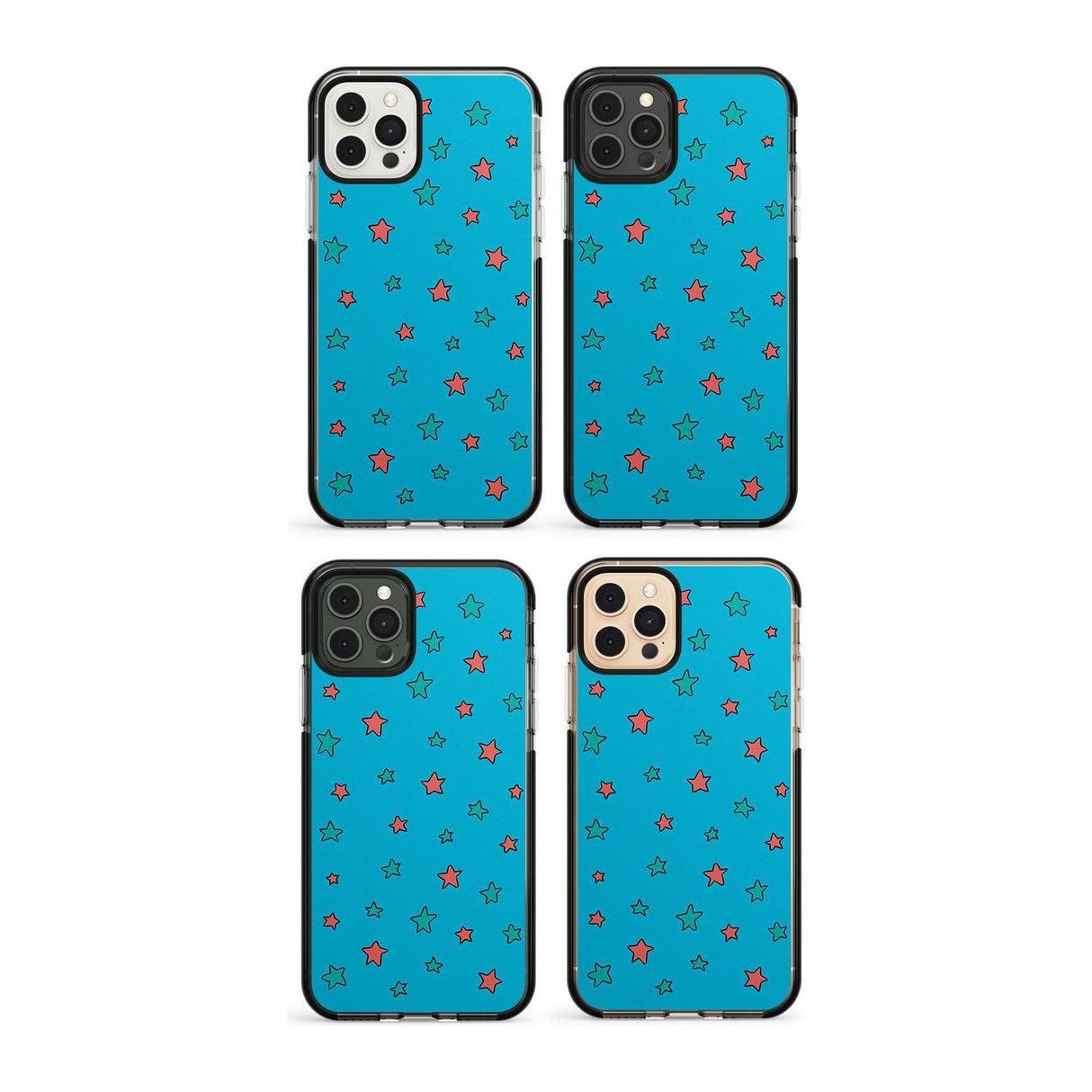 Blue Heartstopper Stars Pattern Impact Phone Case for iPhone 11, iphone 12