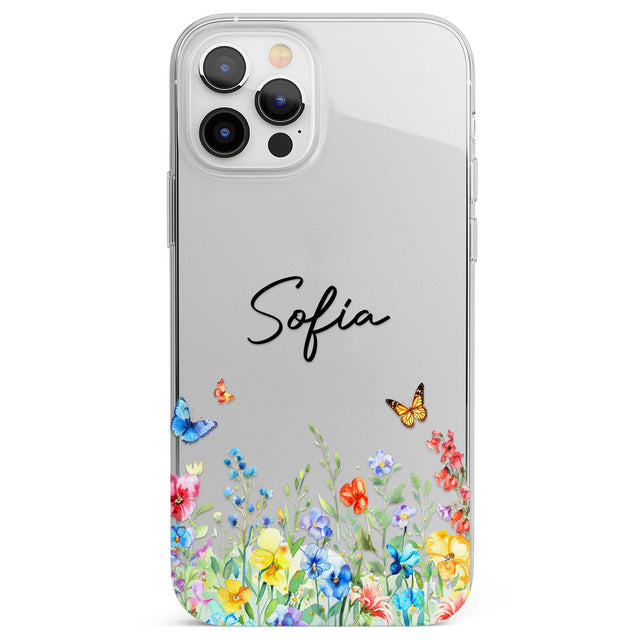 Personalised Buterflies & Wildflowers Phone Case for iPhone 12 Pro