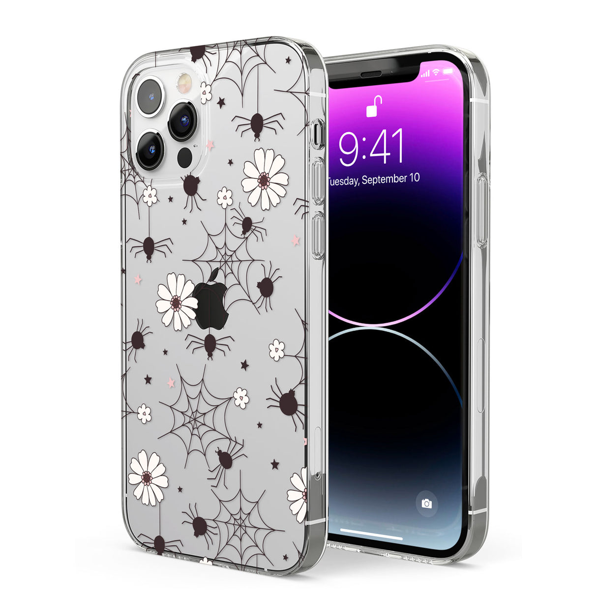 Spiders and Flowers Pattern Phone Case for iPhone 12 Pro