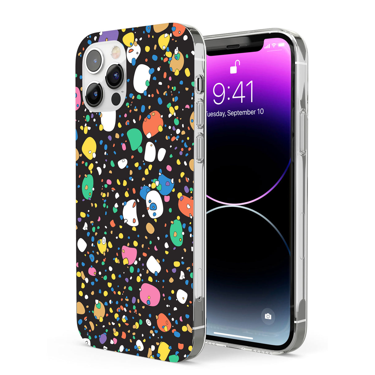 Colourful Confetti Pebbles (Black) Phone Case for iPhone 12 Pro