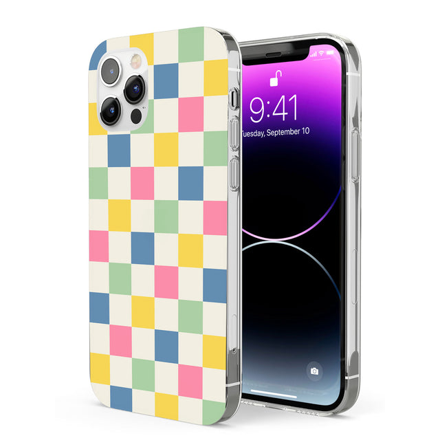 Pastel Multicolor Checkered Phone Case for iPhone 12 Pro