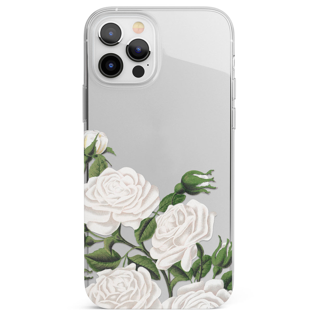 White Vintage Painted Flowers Phone Case for iPhone 12 Pro