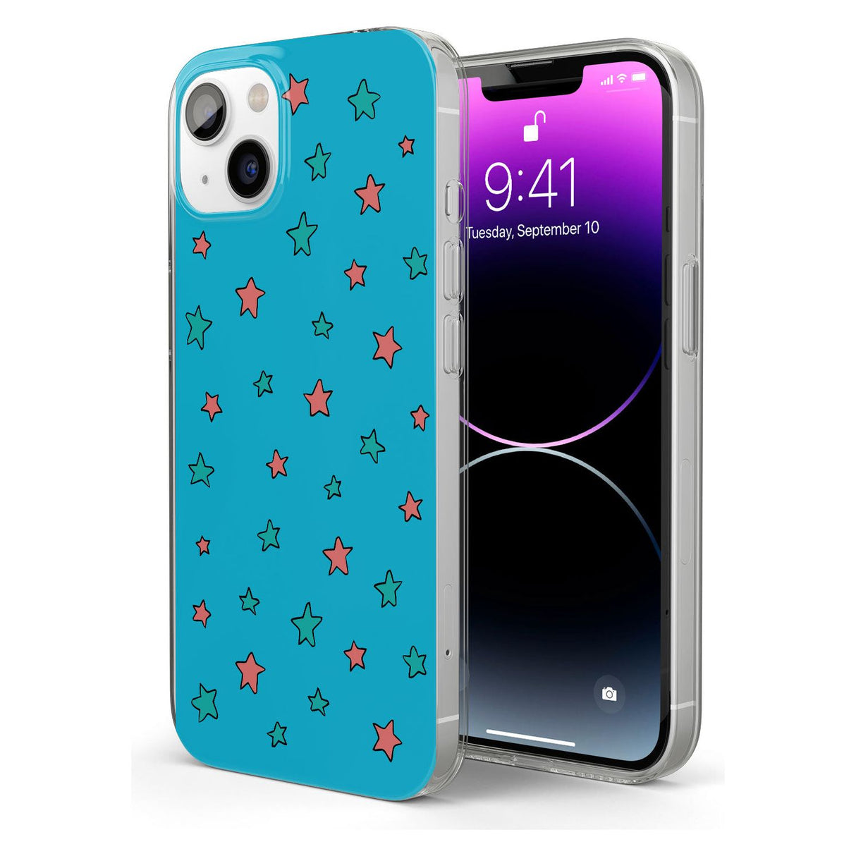 Blue Heartstopper Stars Pattern Phone Case for iPhone 13 Mini