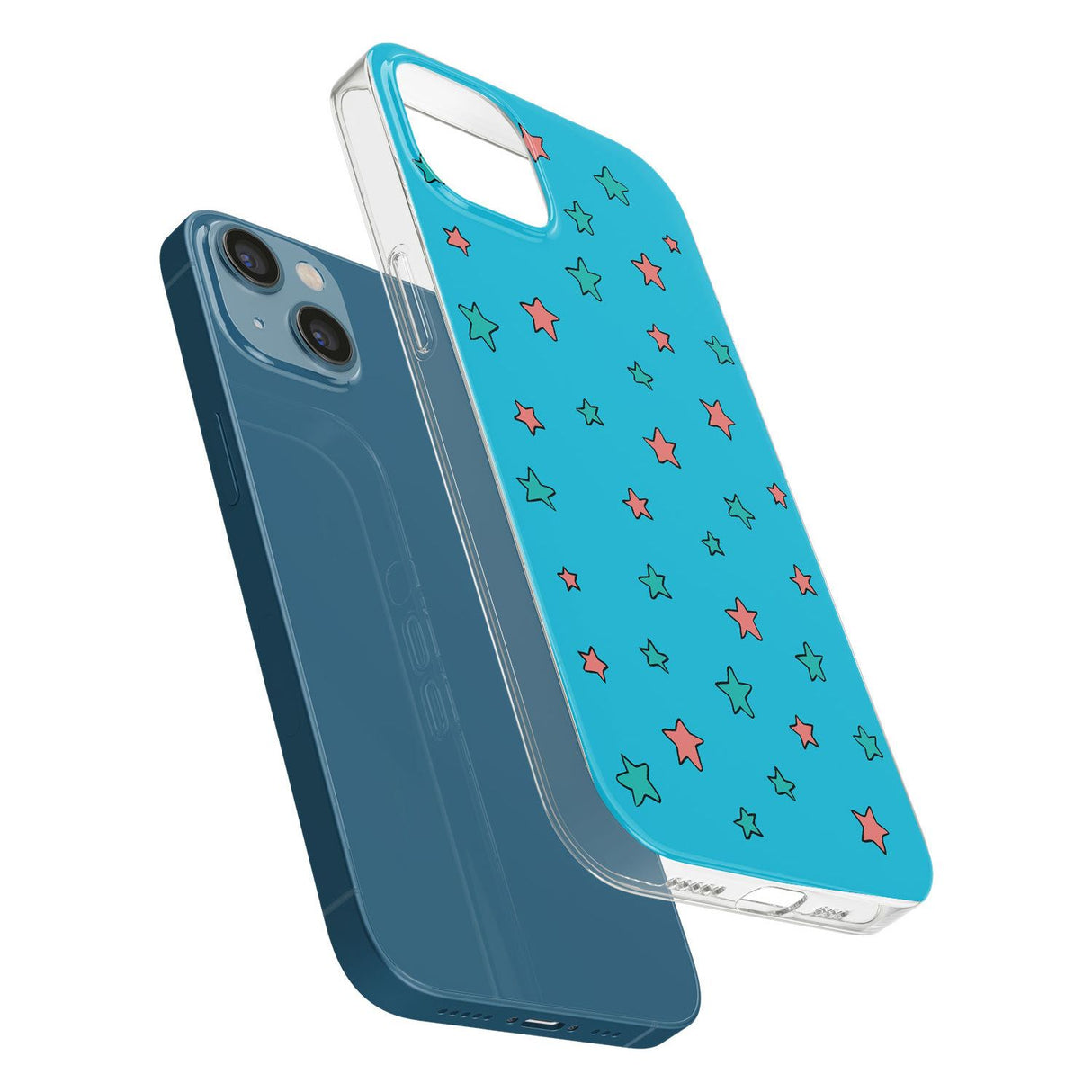 Blue Heartstopper Stars Pattern Phone Case for iPhone 13 Mini