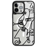 Abstract Continuous Line Faces Black on Clear Phone Case iPhone 13 Pro Max / Magsafe Black Impact Case Blanc Space