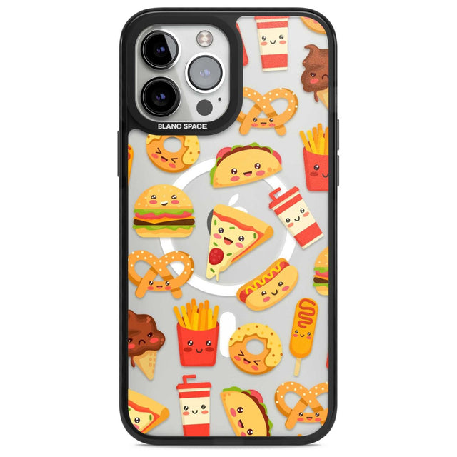 Fast Food Patterns Kawaii Fast Food Mix Phone Case iPhone 13 Pro Max / Magsafe Black Impact Case Blanc Space