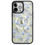 Blue Flora Transparent Floral Phone Case iPhone 13 Pro Max / Magsafe Black Impact Case Blanc Space