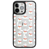 Lucky Cat Maneki-Neko Japanese Pattern Phone Case iPhone 13 Pro Max / Magsafe Black Impact Case Blanc Space