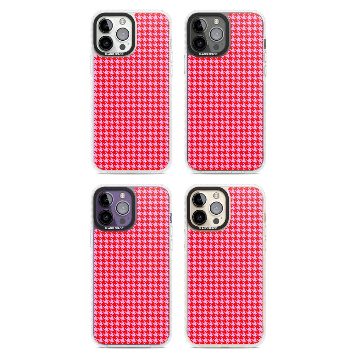 Neon Pink & Red Houndstooth Pattern