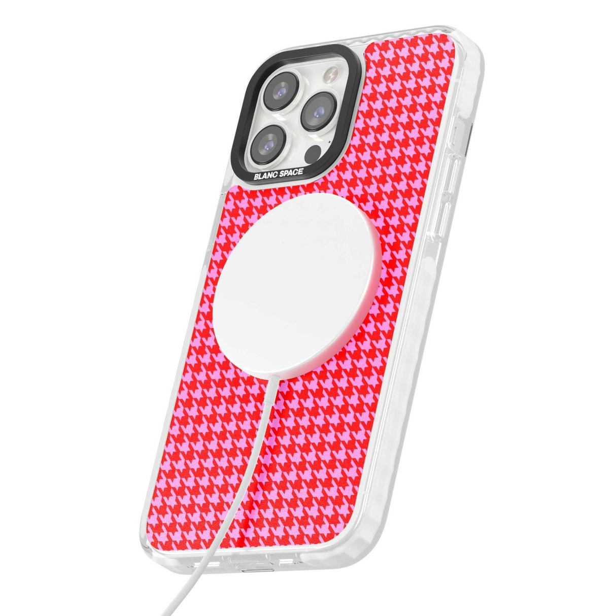 Neon Pink & Red Houndstooth Pattern