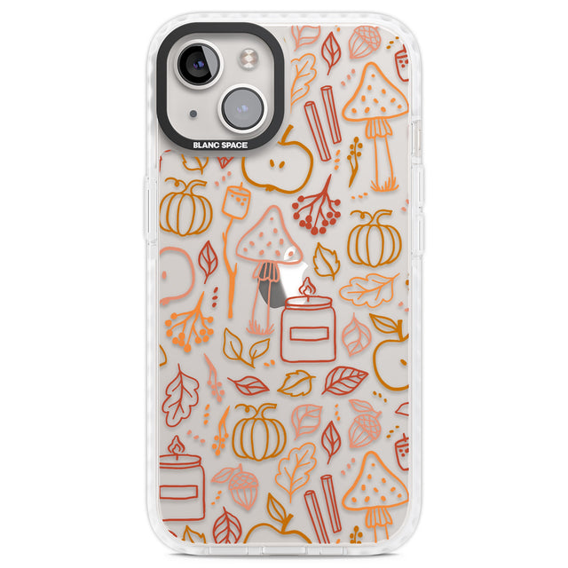 Autumn Line Pattern Clear Impact Phone Case for iPhone 13, iPhone 14, iPhone 15