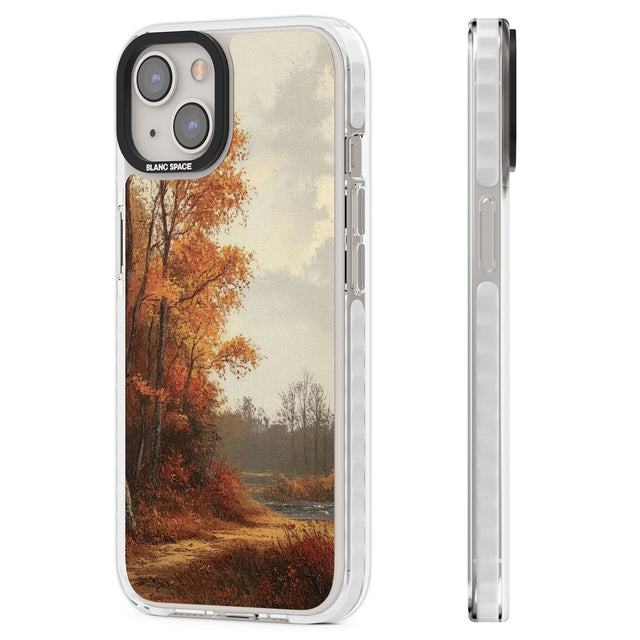 Vintage Autumn Oil Painting Clear Impact Phone Case for iPhone 13, iPhone 14, iPhone 15