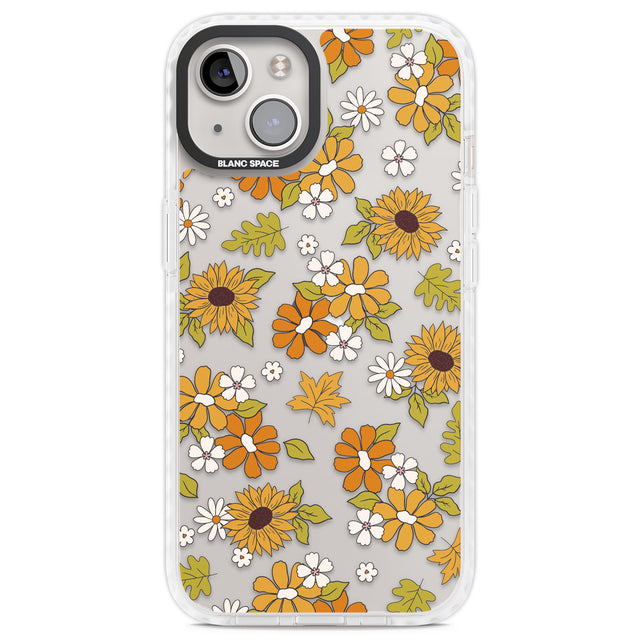 Boho Sunflowers Clear Impact Phone Case for iPhone 13, iPhone 14, iPhone 15