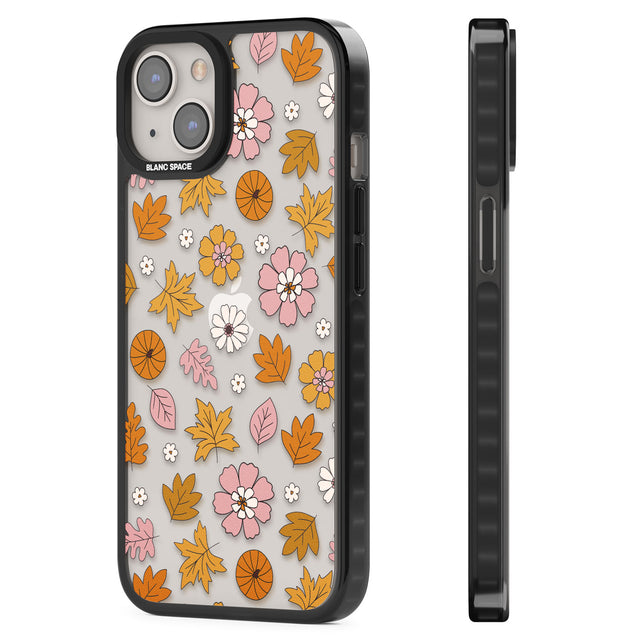 Autumn Leaves and Flowers Black Impact Phone Case for iPhone 13, iPhone 14, iPhone 15