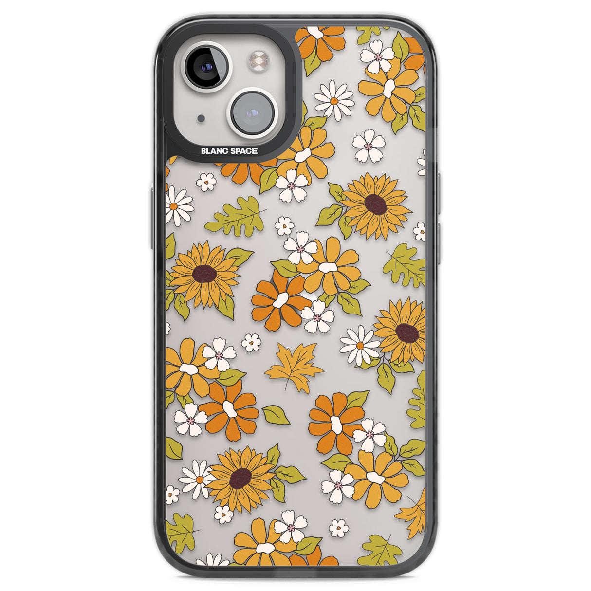 Boho Sunflowers Black Impact Phone Case for iPhone 13, iPhone 14, iPhone 15