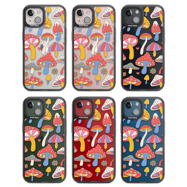 Vibrant Shrooms Black Impact Phone Case for iPhone 13, iPhone 14, iPhone 15