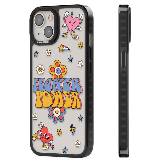 Flower Power Black Impact Phone Case for iPhone 13, iPhone 14, iPhone 15