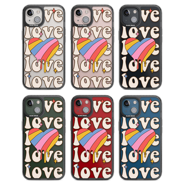 Groovy Love Black Impact Phone Case for iPhone 13, iPhone 14, iPhone 15