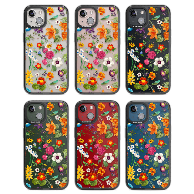 Whimsical Wildflowers Black Impact Phone Case for iPhone 13, iPhone 14, iPhone 15