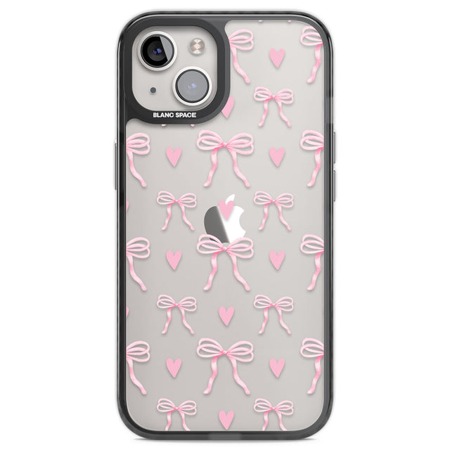 Pink Bows & Hearts Black Impact Phone Case for iPhone 13, iPhone 14, iPhone 15