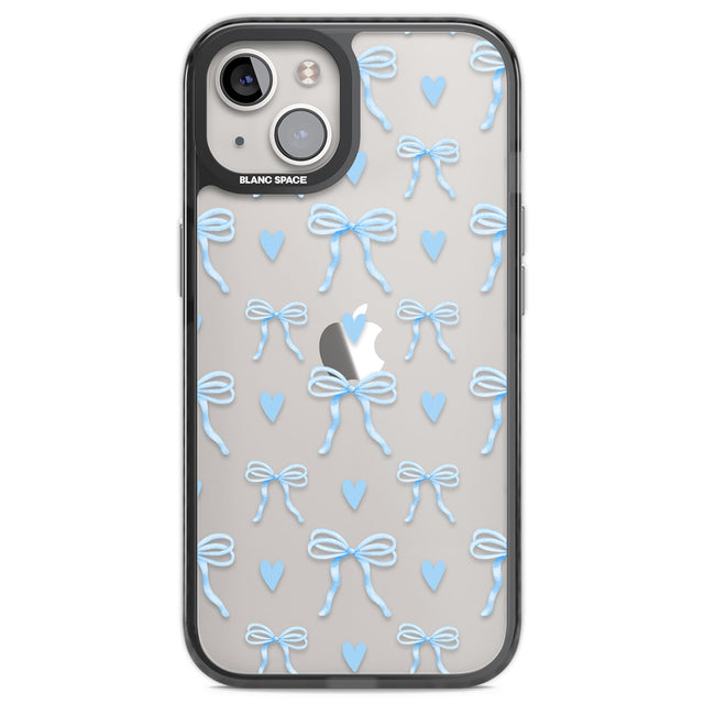 Blue Bows & Hearts Black Impact Phone Case for iPhone 13, iPhone 14, iPhone 15