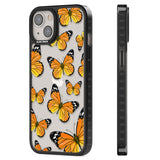 Sun-Yellow Butterflies Black Impact Phone Case for iPhone 13, iPhone 14, iPhone 15