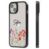 Personalised Spring Wildflowers Black Impact Phone Case for iPhone 13, iPhone 14, iPhone 15