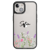 Personalised Lavender Wildflowers Black Impact Phone Case for iPhone 13, iPhone 14, iPhone 15