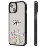 Personalised Lavender Wildflowers Black Impact Phone Case for iPhone 13, iPhone 14, iPhone 15