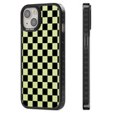 Black & Lime Check Black Impact Phone Case for iPhone 13, iPhone 14, iPhone 15