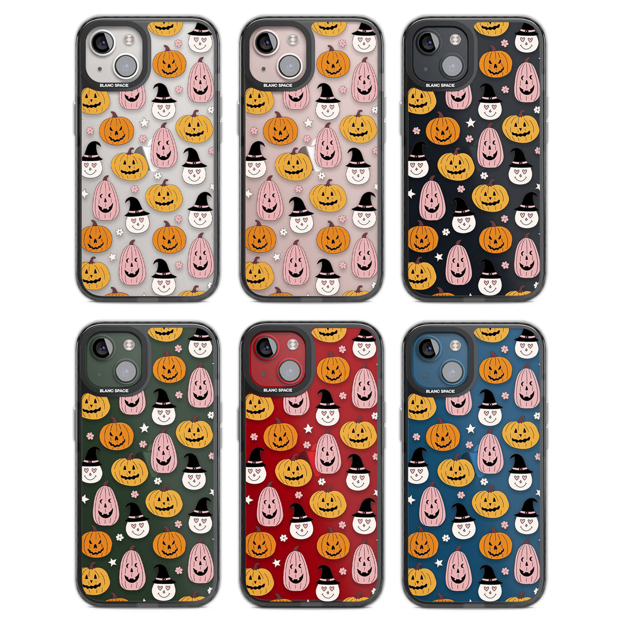 Witches and Pumpkins Pattern Black Impact Phone Case for iPhone 13, iPhone 14, iPhone 15