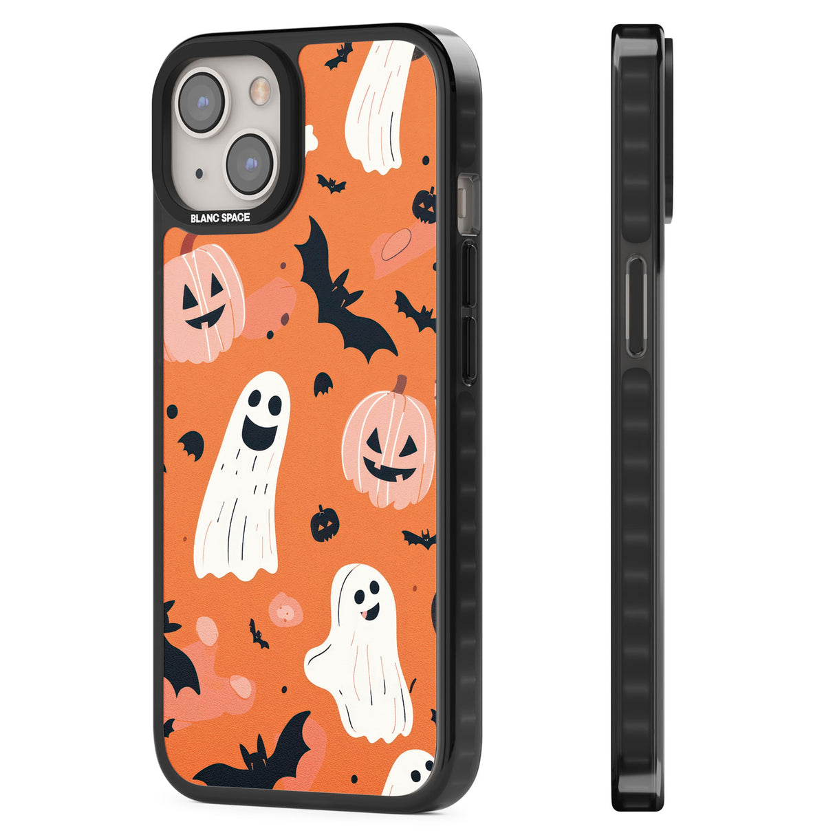 Orange Halloween Pattern Black Impact Phone Case for iPhone 13, iPhone 14, iPhone 15