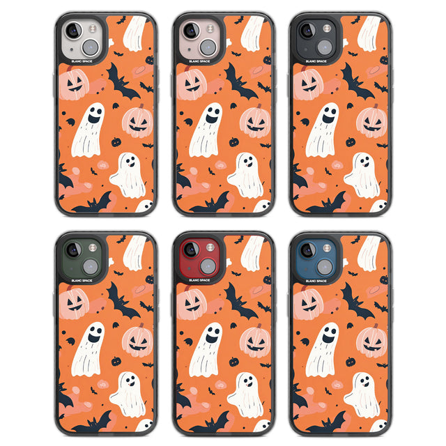 Orange Halloween Pattern Black Impact Phone Case for iPhone 13, iPhone 14, iPhone 15