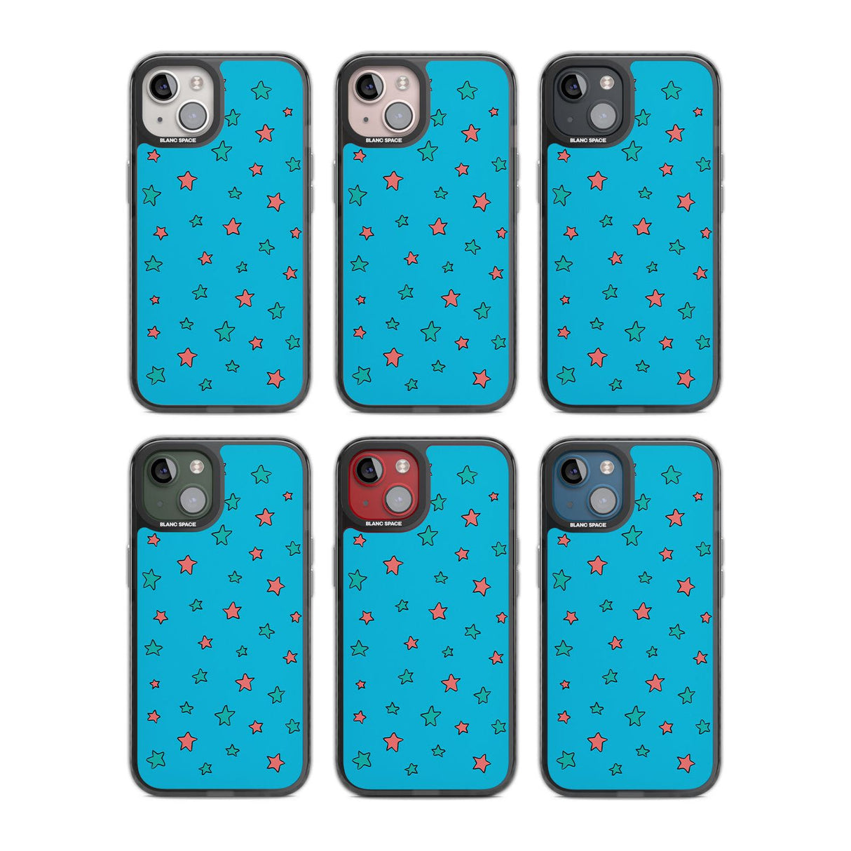 Blue Heartstopper Stars Pattern Phone Case for iPhone 14