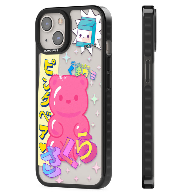 Kawaii Pink Bear Collage Black Impact Phone Case for iPhone 13, iPhone 14, iPhone 15