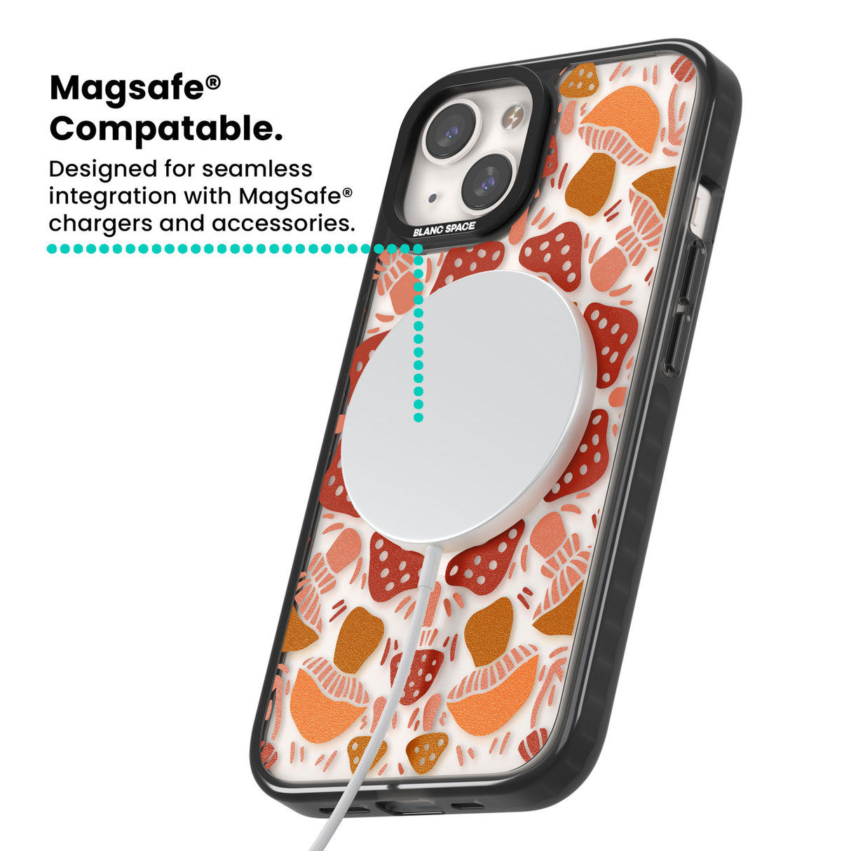 Mushroom Medley Magsafe Black Impact Phone Case for iPhone 13, iPhone 14, iPhone 15