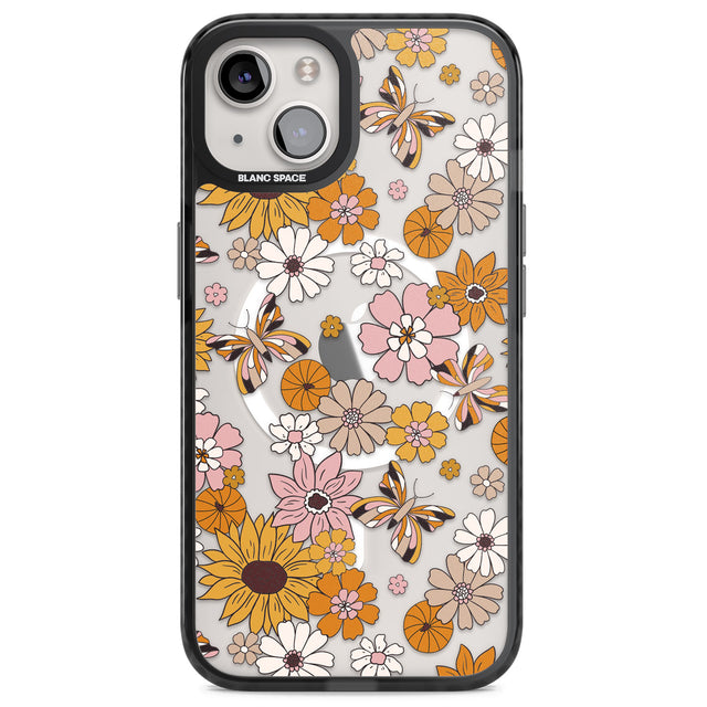 Butterfly & Bloom Autumn Floral Magsafe Black Impact Phone Case for iPhone 13, iPhone 14, iPhone 15