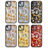 Retro Boho Fall Floral Magsafe Black Impact Phone Case for iPhone 13, iPhone 14, iPhone 15