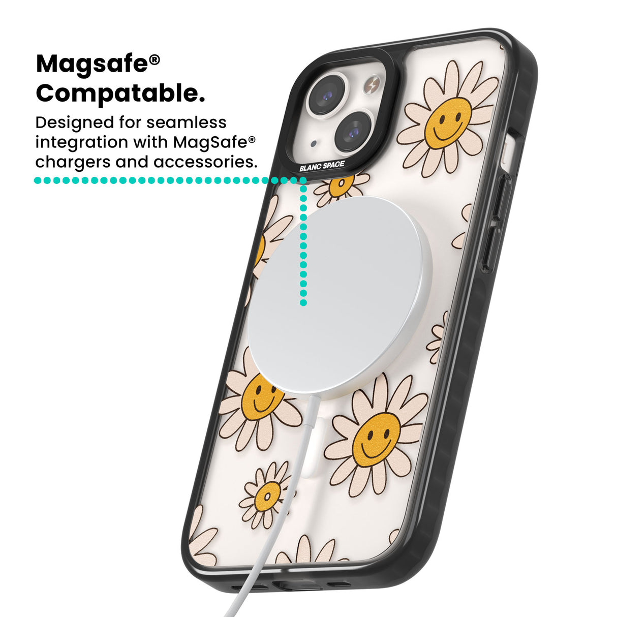 Daisy Faces Magsafe Black Impact Phone Case for iPhone 13, iPhone 14, iPhone 15