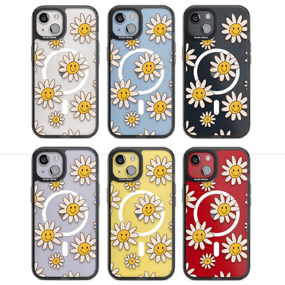 Daisy Faces Magsafe Black Impact Phone Case for iPhone 13, iPhone 14, iPhone 15