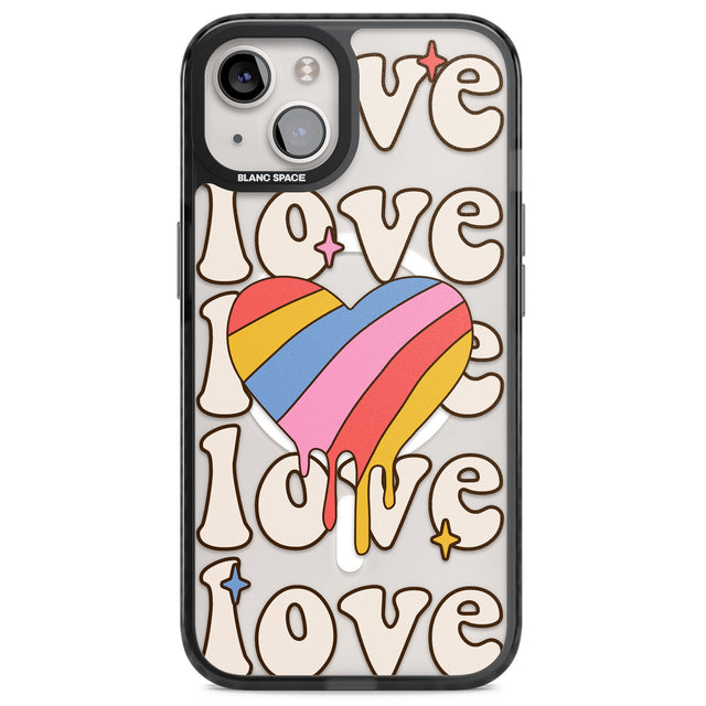 Groovy Love Magsafe Black Impact Phone Case for iPhone 13, iPhone 14, iPhone 15