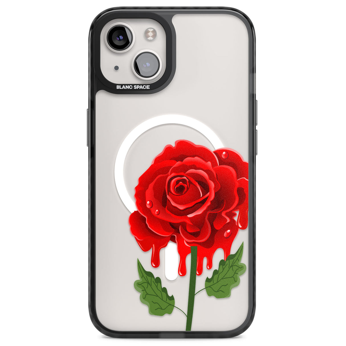 Melting Rose Magsafe Black Impact Phone Case for iPhone 13, iPhone 14, iPhone 15