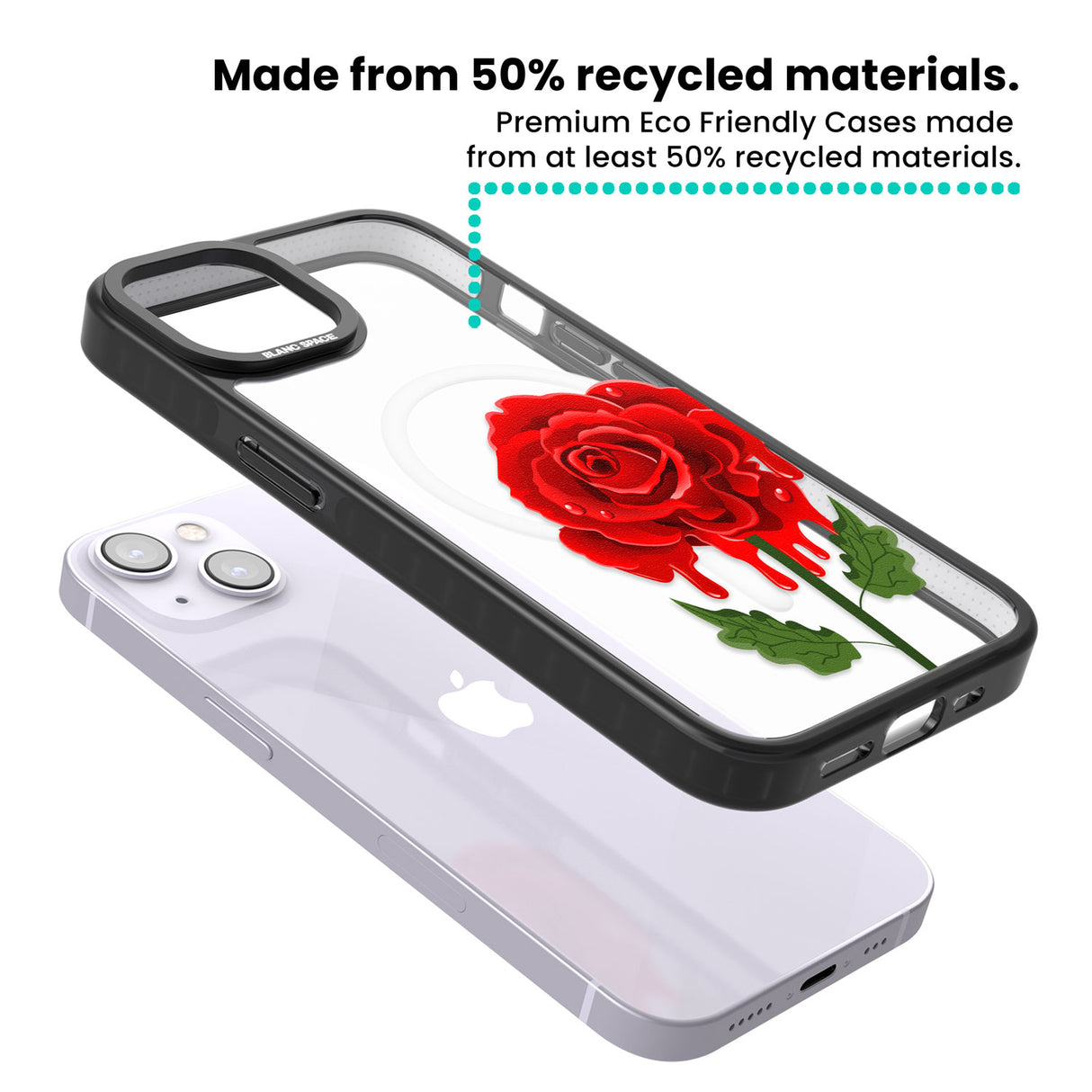 Melting Rose Magsafe Black Impact Phone Case for iPhone 13, iPhone 14, iPhone 15