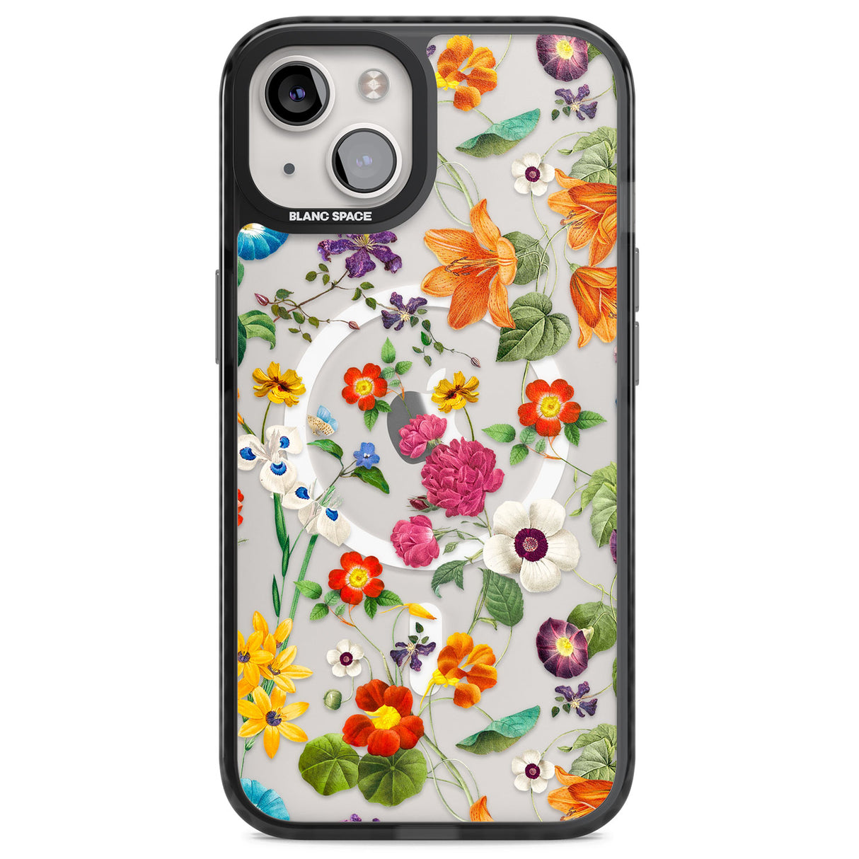 Whimsical Wildflowers Magsafe Black Impact Phone Case for iPhone 13, iPhone 14, iPhone 15