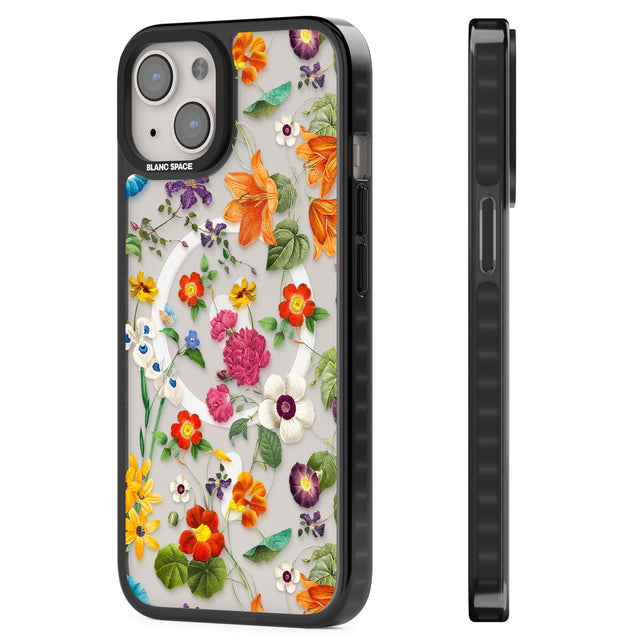 Whimsical Wildflowers Magsafe Black Impact Phone Case for iPhone 13, iPhone 14, iPhone 15